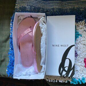 pair of nine west size 8m pink sandals